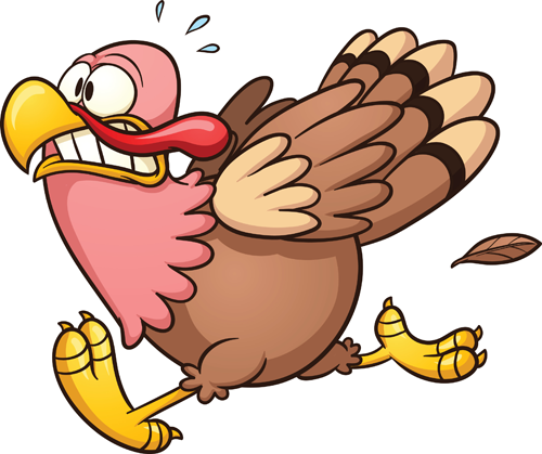 cartoon picture of a turkey running away